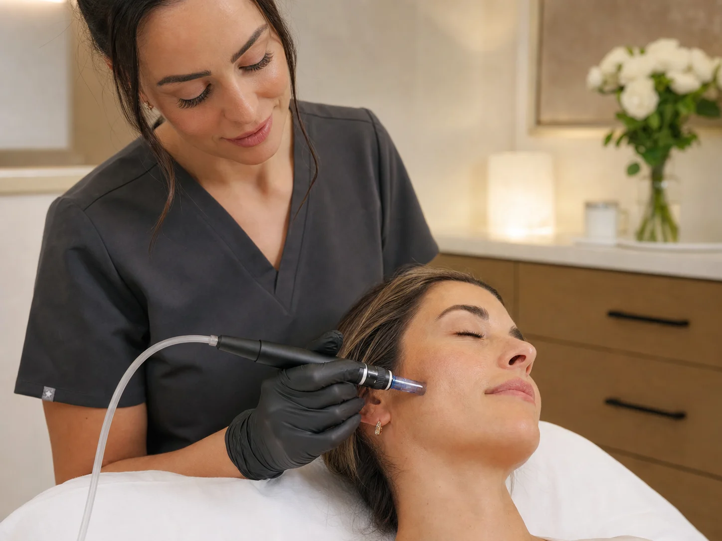 Professional microneedling and skin rejuvenation treatment