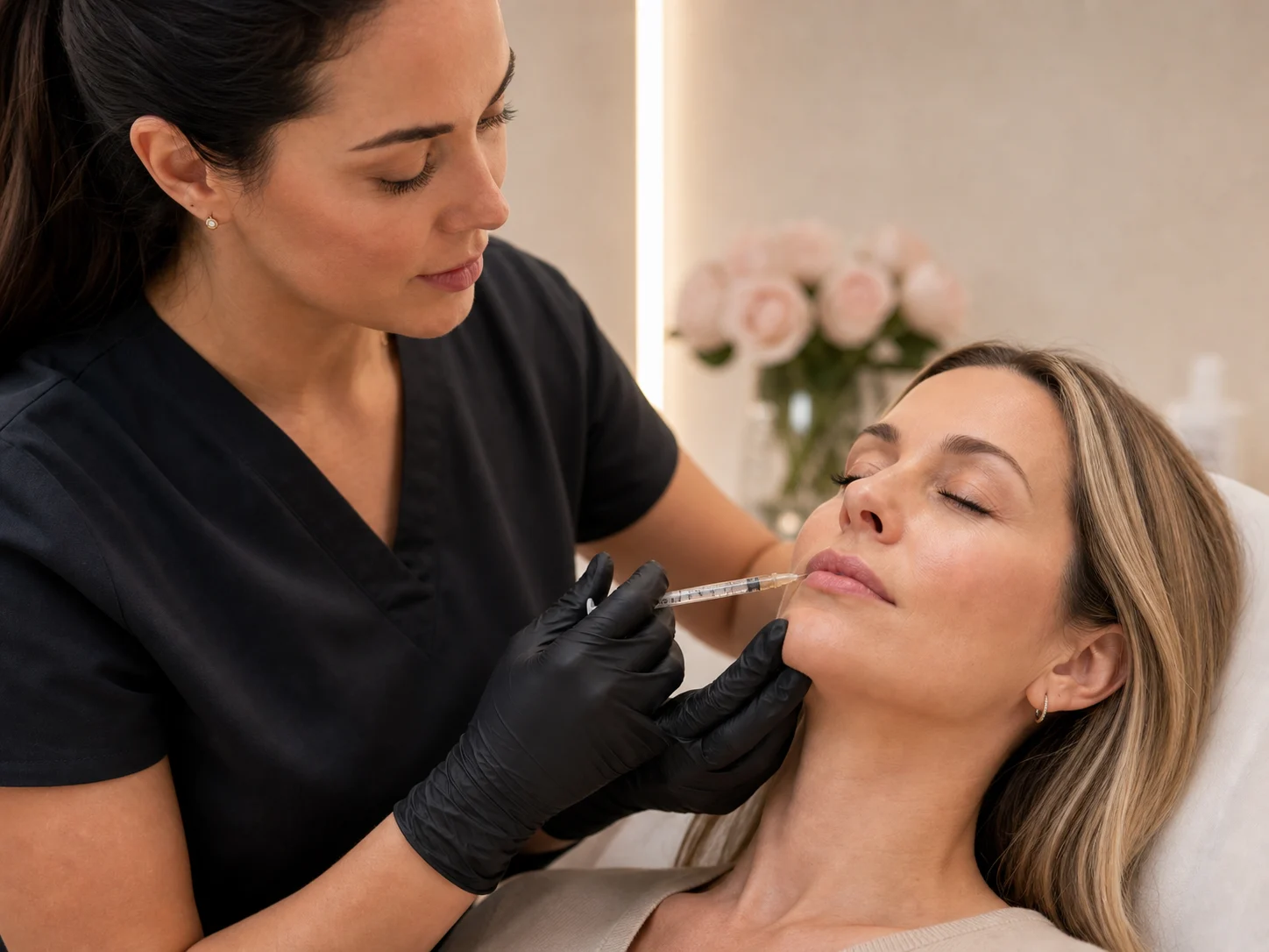 Professional lip filler consultation and injectable treatment