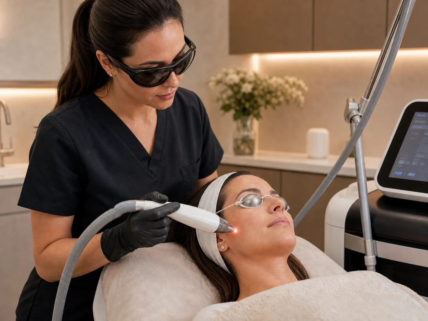 Professional facial laser skin resurfacing treatment