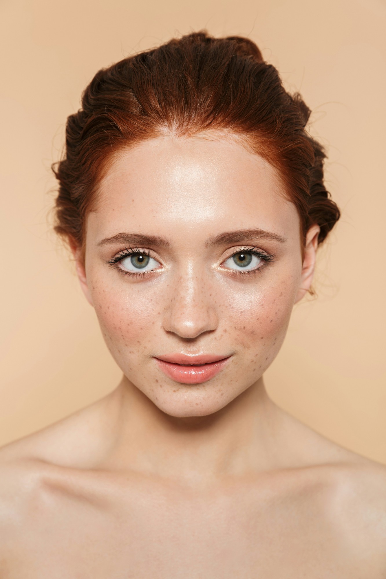 Woman with clear, glowing skin